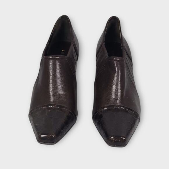 Franco Sarto Tanya Ankle Bootie heel 6.5 Faux Leather Pointed Toe Preppy Classic - Picture 2 of 8